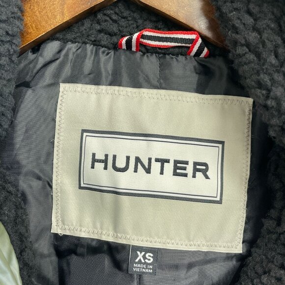 NEW Hunter Women's XS Mid Length Puffer Coat Olive Green Full Zip Hooded - Picture 9 of 13